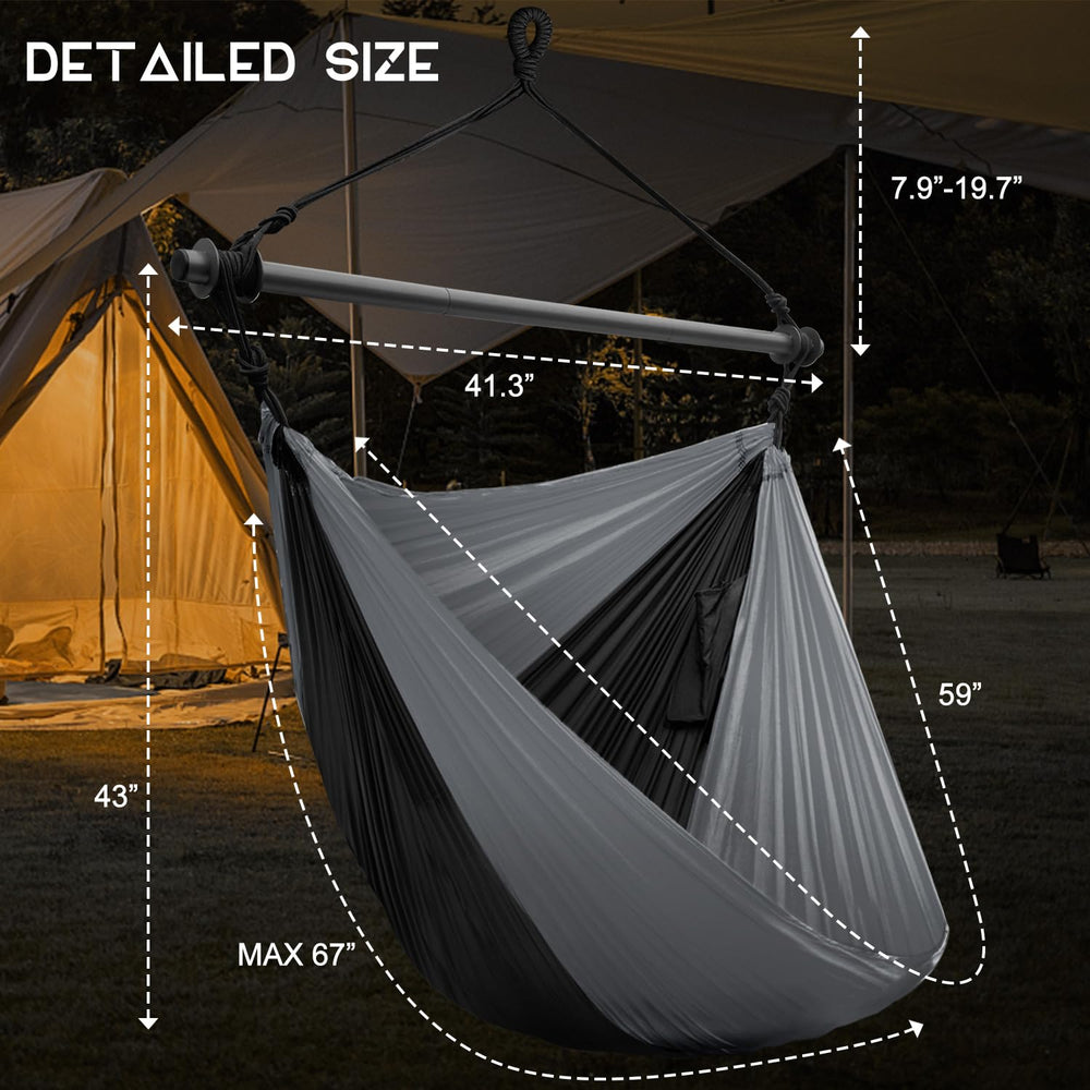 Konosnd hammock chair hung at campsite with trees, quick setup convenience