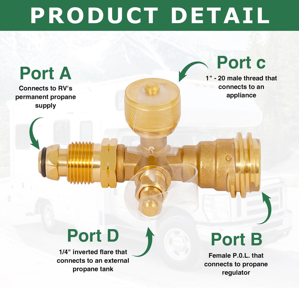 konros brass tee closeup showing threads and overflow protection for safer connections