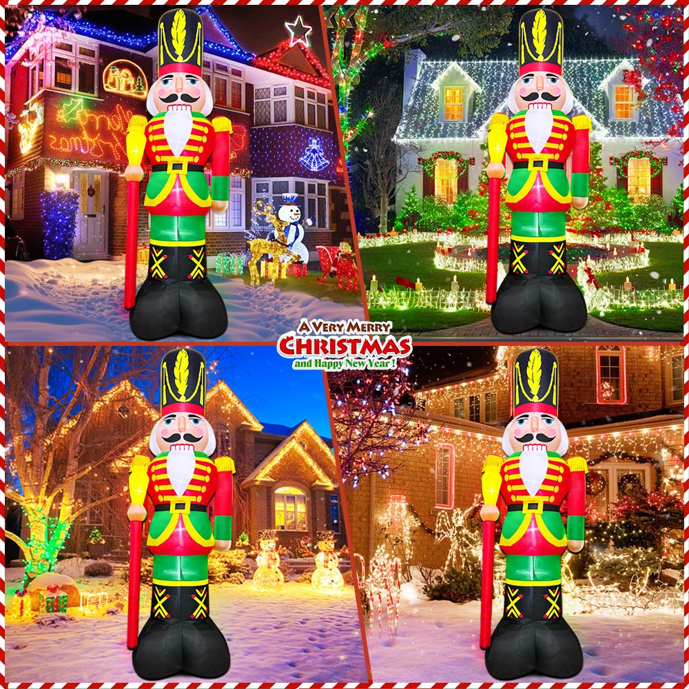 KOOY nutcracker glowing with LED lights to brighten evening yards