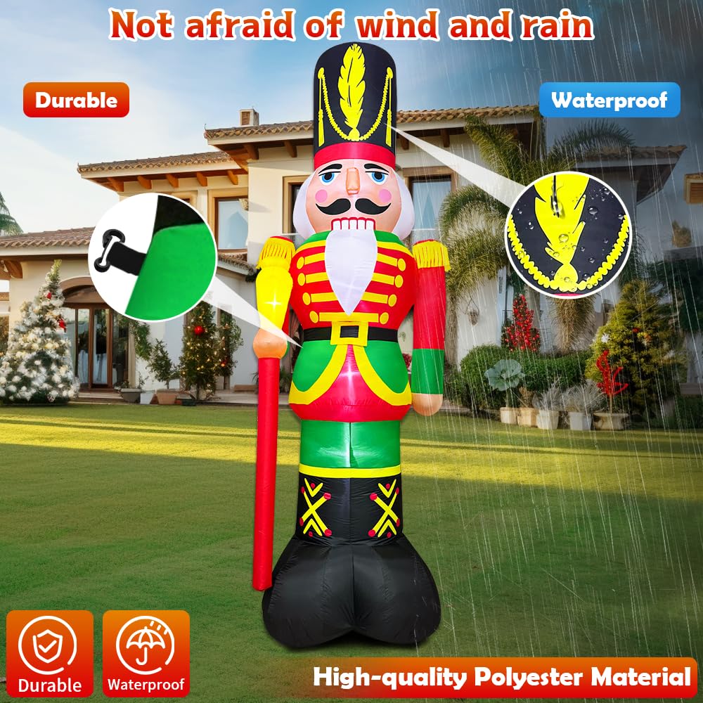 KOOY nutcracker in yard with other decorations creating welcoming scene