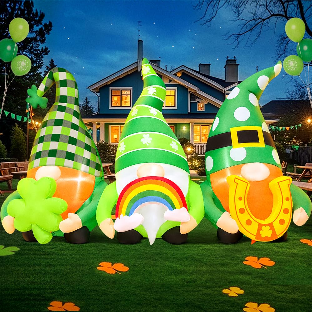 KOOY gnome front view showing festive shamrock details and curb appeal