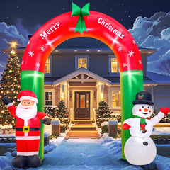 KOOY front view arch in yard showing bright holiday entrance benefit