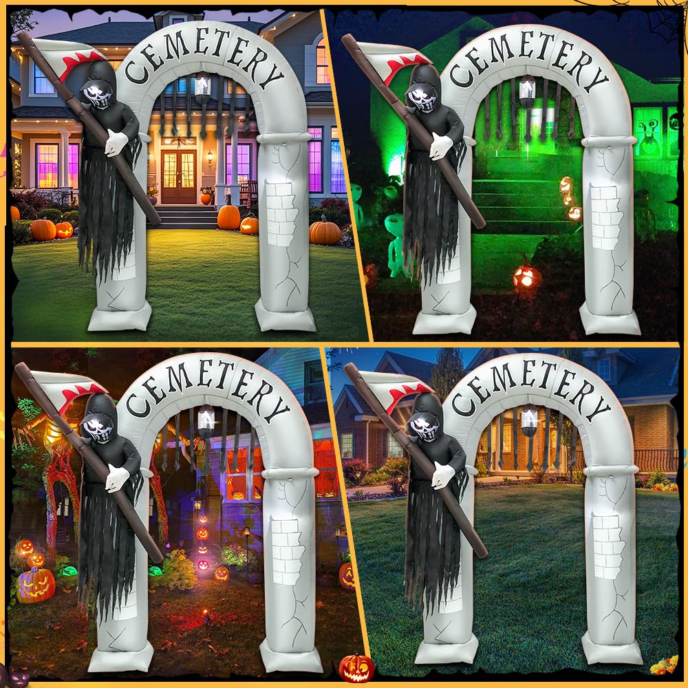 KOOY archway lit by LEDs at night highlighting dramatic Halloween impact
