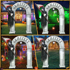 KOOY archway lit by LEDs at night highlighting dramatic Halloween impact