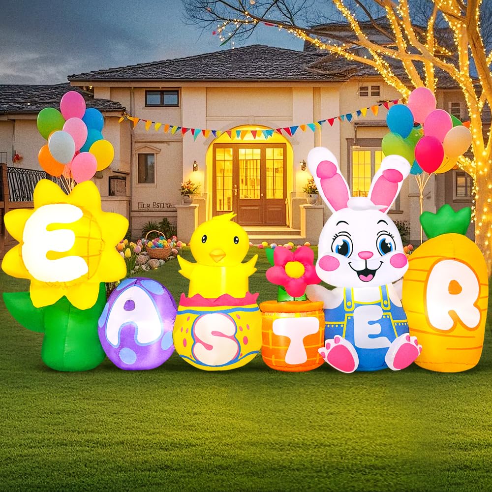 KOOY lawn display in daytime showing family-friendly Easter scene and charm