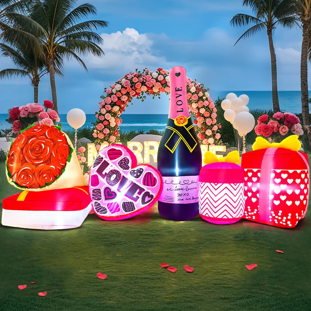 KOOY front view of 8 ft inflatable heart creating bold yard focal point