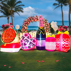 KOOY front view of 8 ft inflatable heart creating bold yard focal point