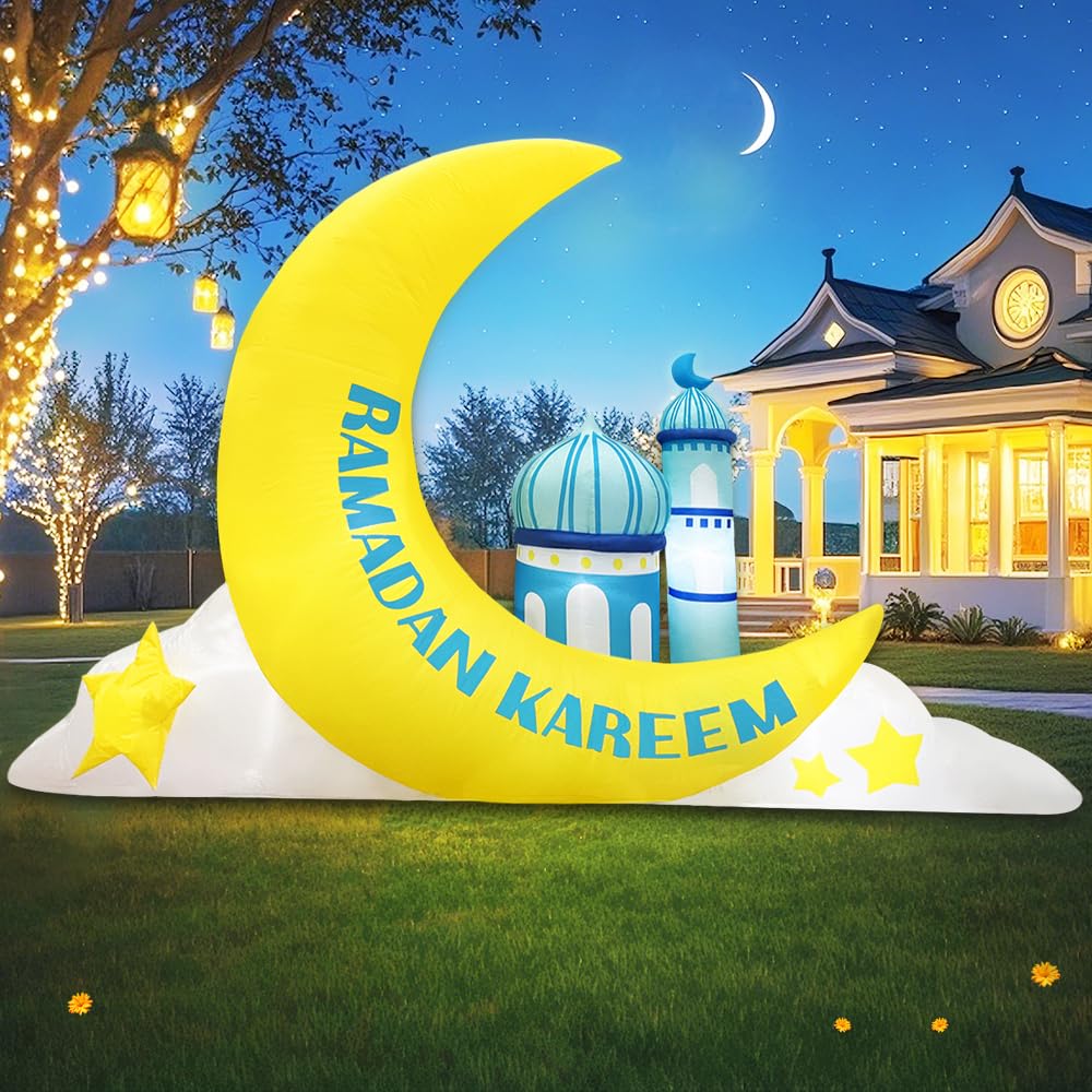 KOOY front view inflatable crescent and mosque enhancing yard visual appeal