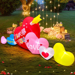 KOOY heart lit on a front lawn creating a romantic outdoor atmosphere