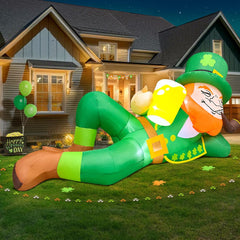 KOOY leprechaun in yard illustrating 6ft height and scale against house