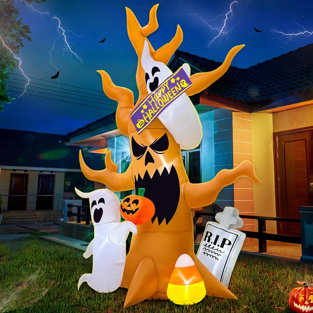 KOOY spooky tree on lawn among party guests showing festive focal-point benefit
