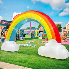 KOOY rainbow arch front view showing colorful entrance and quick setup benefit