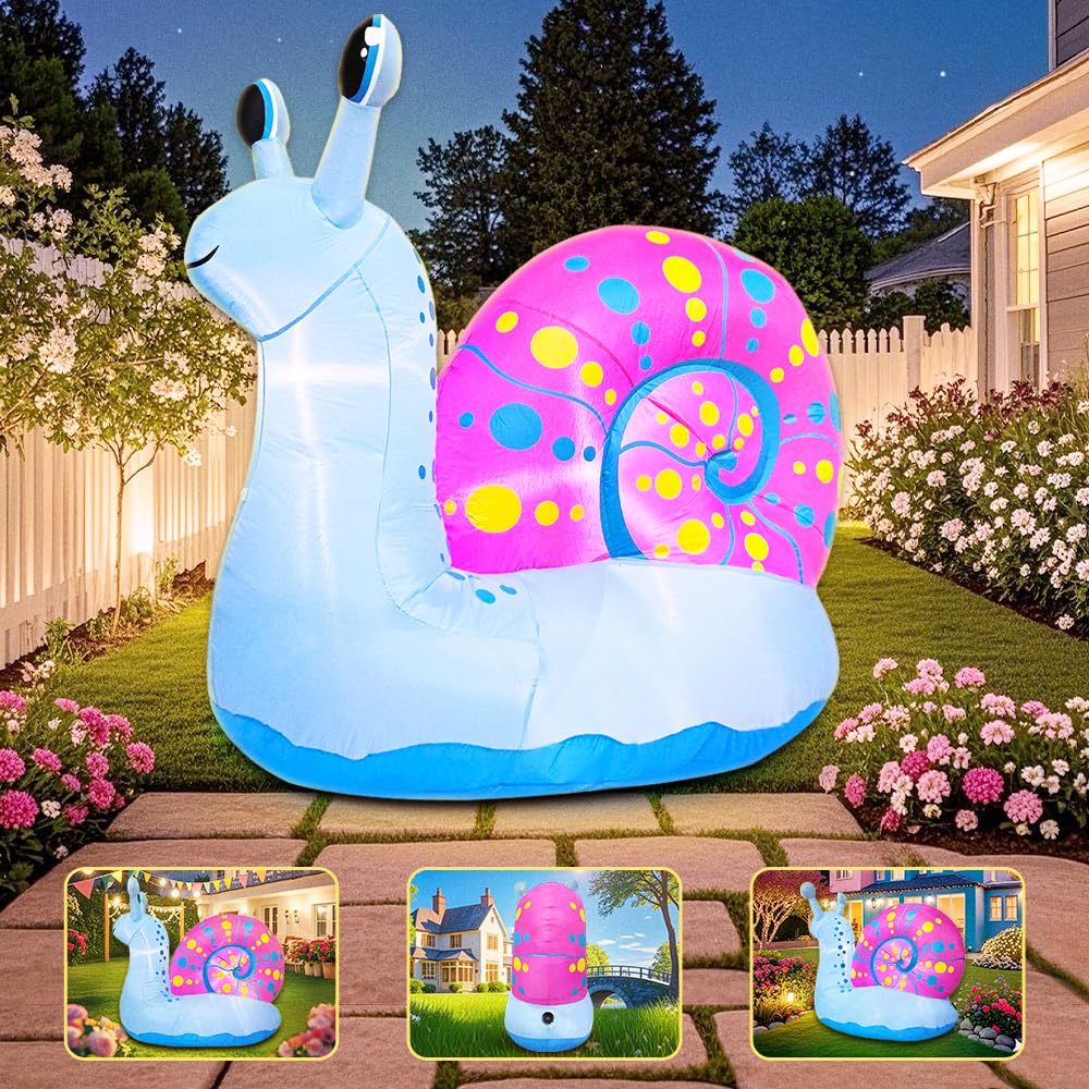 KOOY snail internal LED lights glowing to enhance evening garden visibility