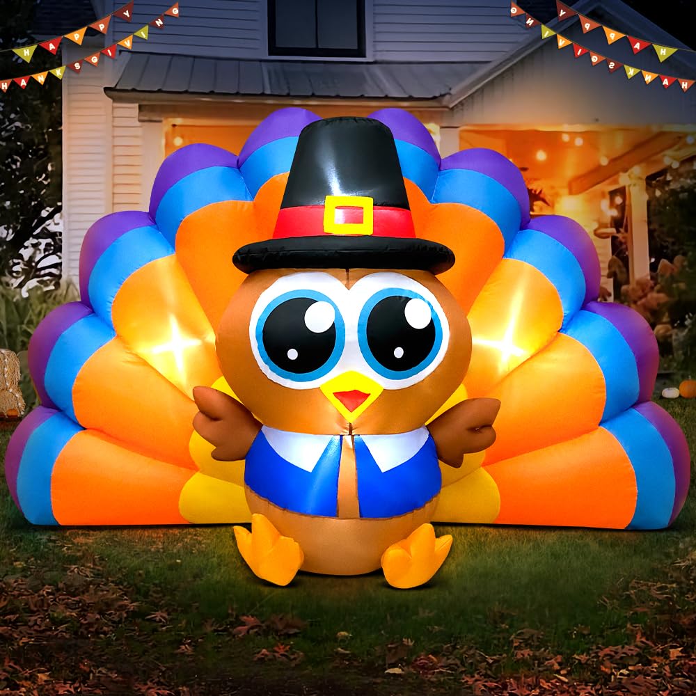 KOOY turkey front view showing bright colorful wings and festive presence