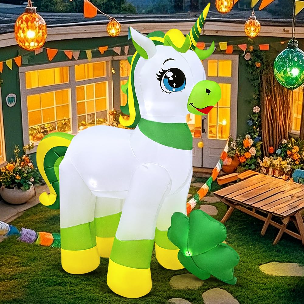 KOOY unicorn positioned in front yard enhancing holiday curb appeal