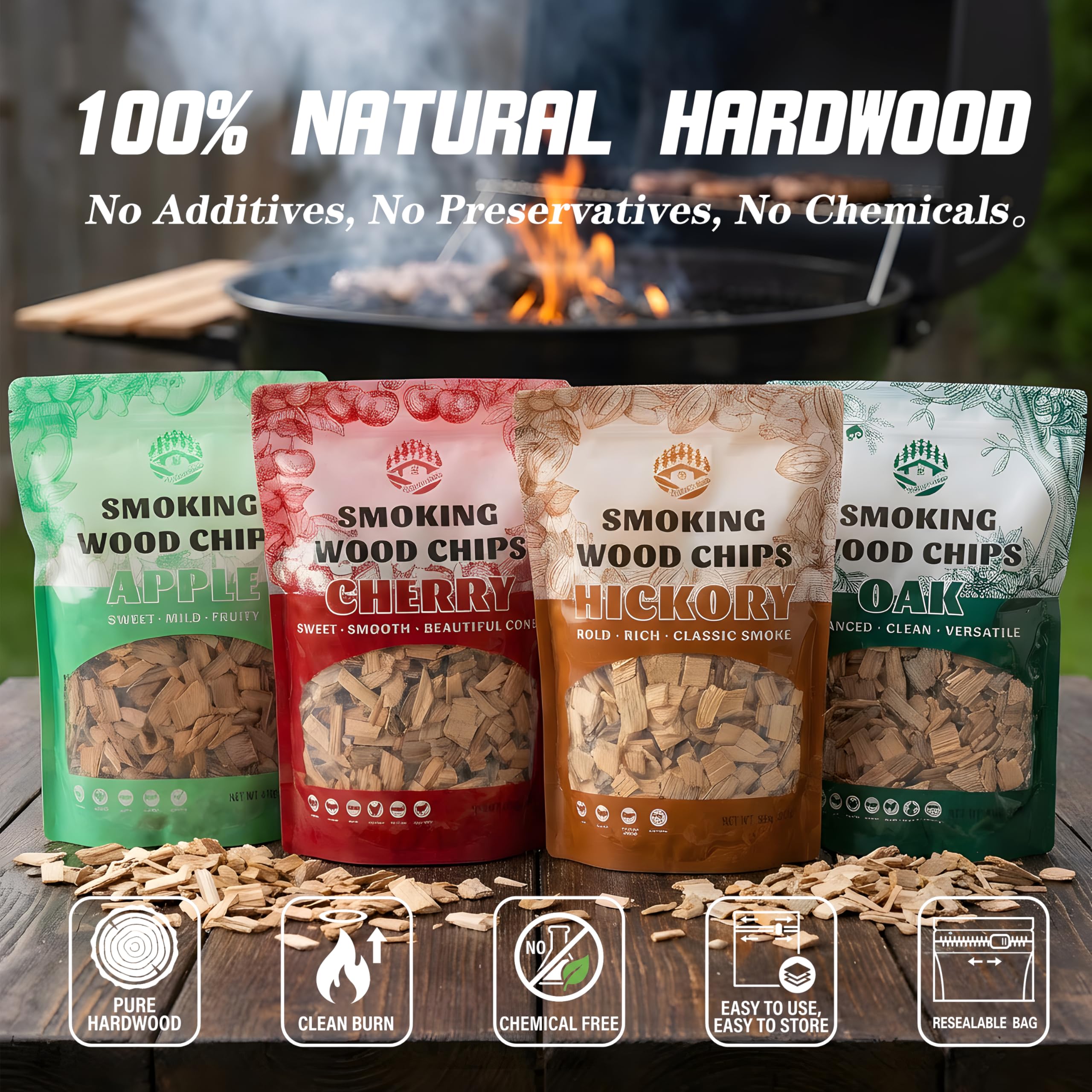 KORELION WOOD apple chips close-up showing fine texture for gentle sweet smoke