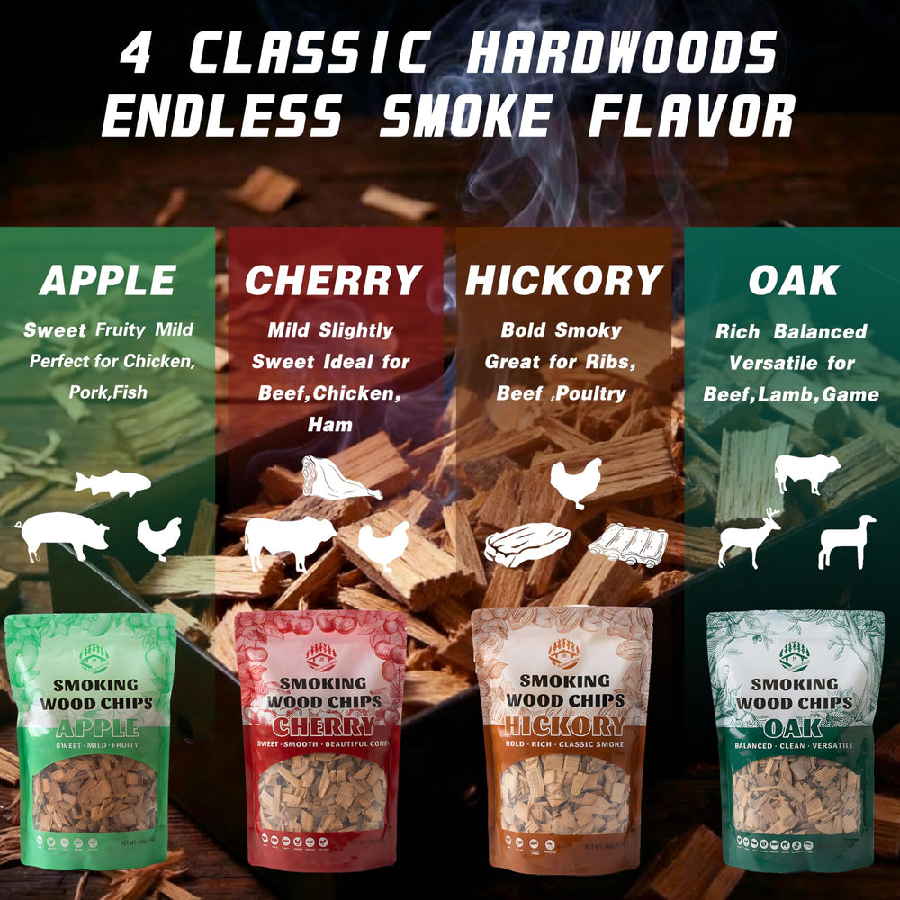 KORELION WOOD hickory chips texture view highlighting bold smoke potential