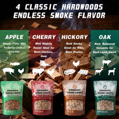 KORELION WOOD hickory chips texture view highlighting bold smoke potential