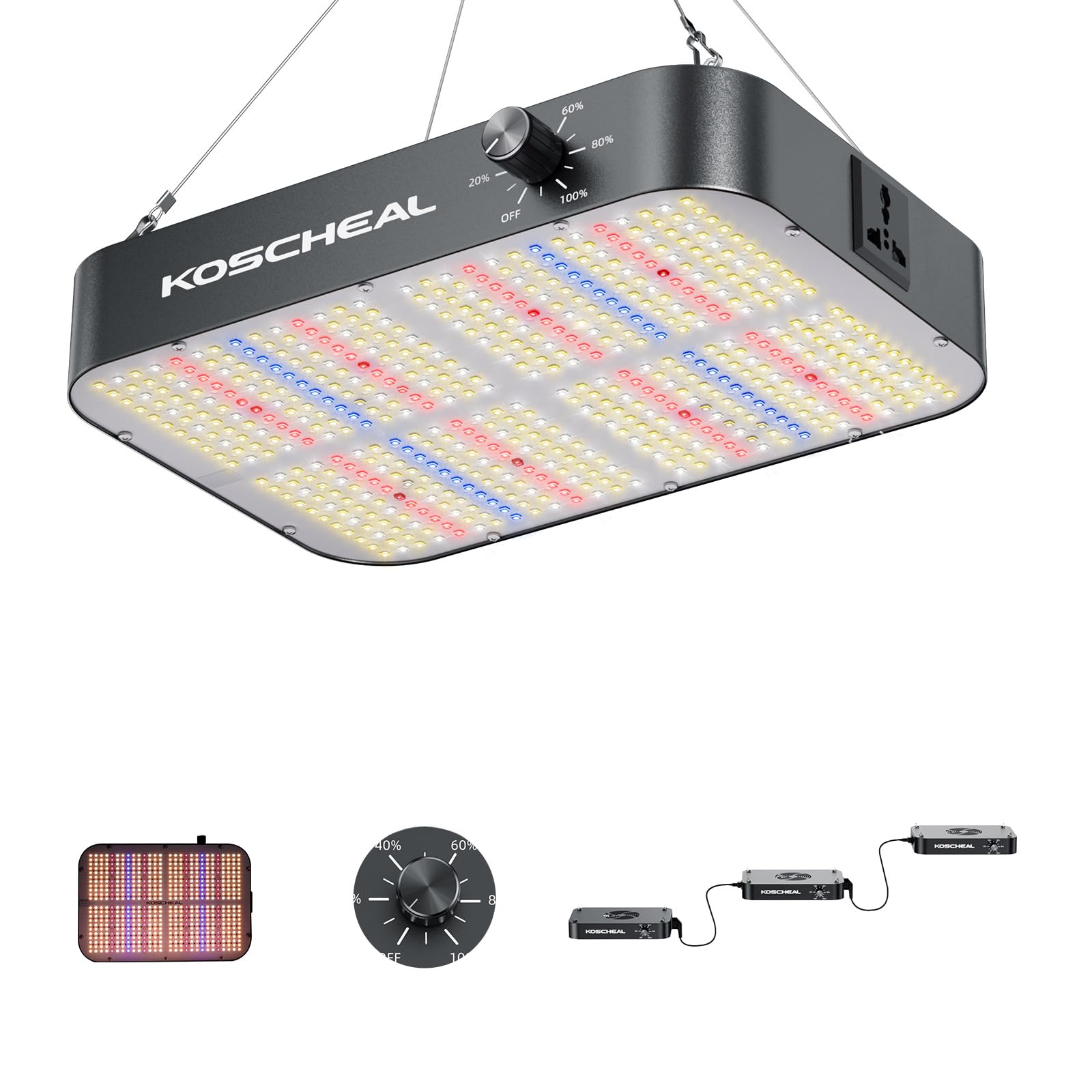 KOSCHEAL KC800 front view showing full panel and uniform light distribution benefit