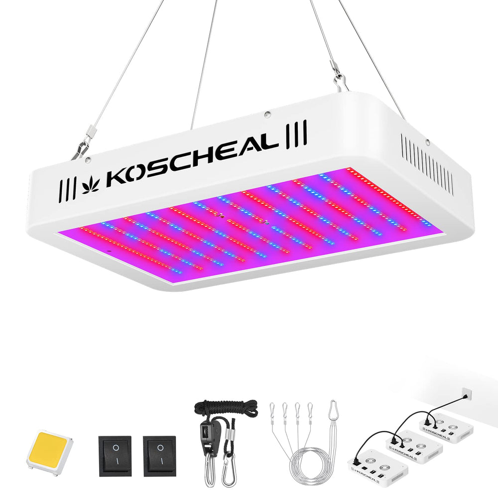 KOSCHEAL KS1200 front view showing full-spectrum panel and even light distribution benefit