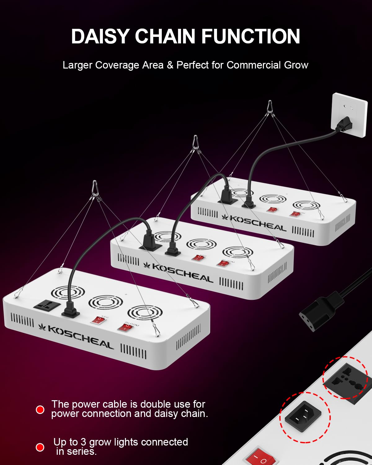 KOSCHEAL KS2000 close-up of LED array highlighting efficiency and output
