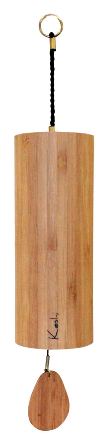 Koshi Aqua chime front view showing bamboo finish and long resonance benefit