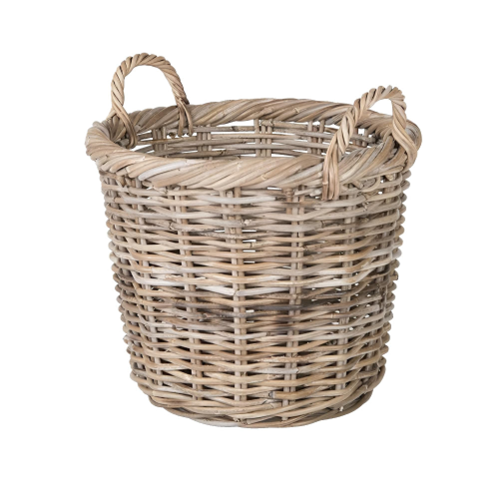Kouboo front view of round rattan planter showing handcrafted finish and stylish look