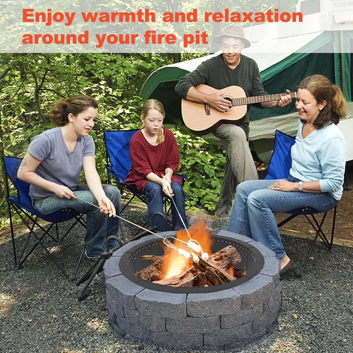 Koutemie above-ground ring with brick surround creating organized, tidy fire area