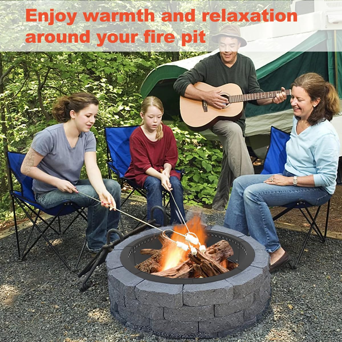 Koutemie ring installed with brick surround for an attractive above‑ground fire pit