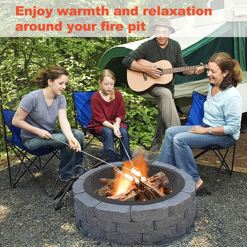 Koutemie above-ground ring set inside brick surround on patio, creates a safe focal fire area