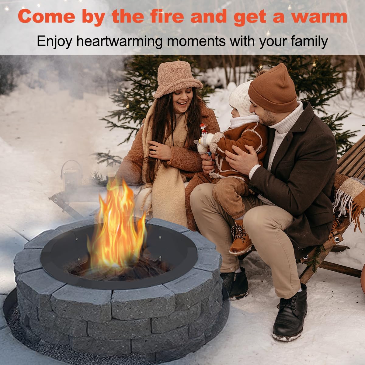 Koutemie fire pit in use evening scene creating warm gathering ambiance