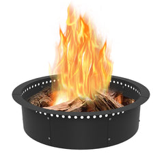 Koutemie front view of fire pit ring showing sturdy steel rim and clean edge for containment