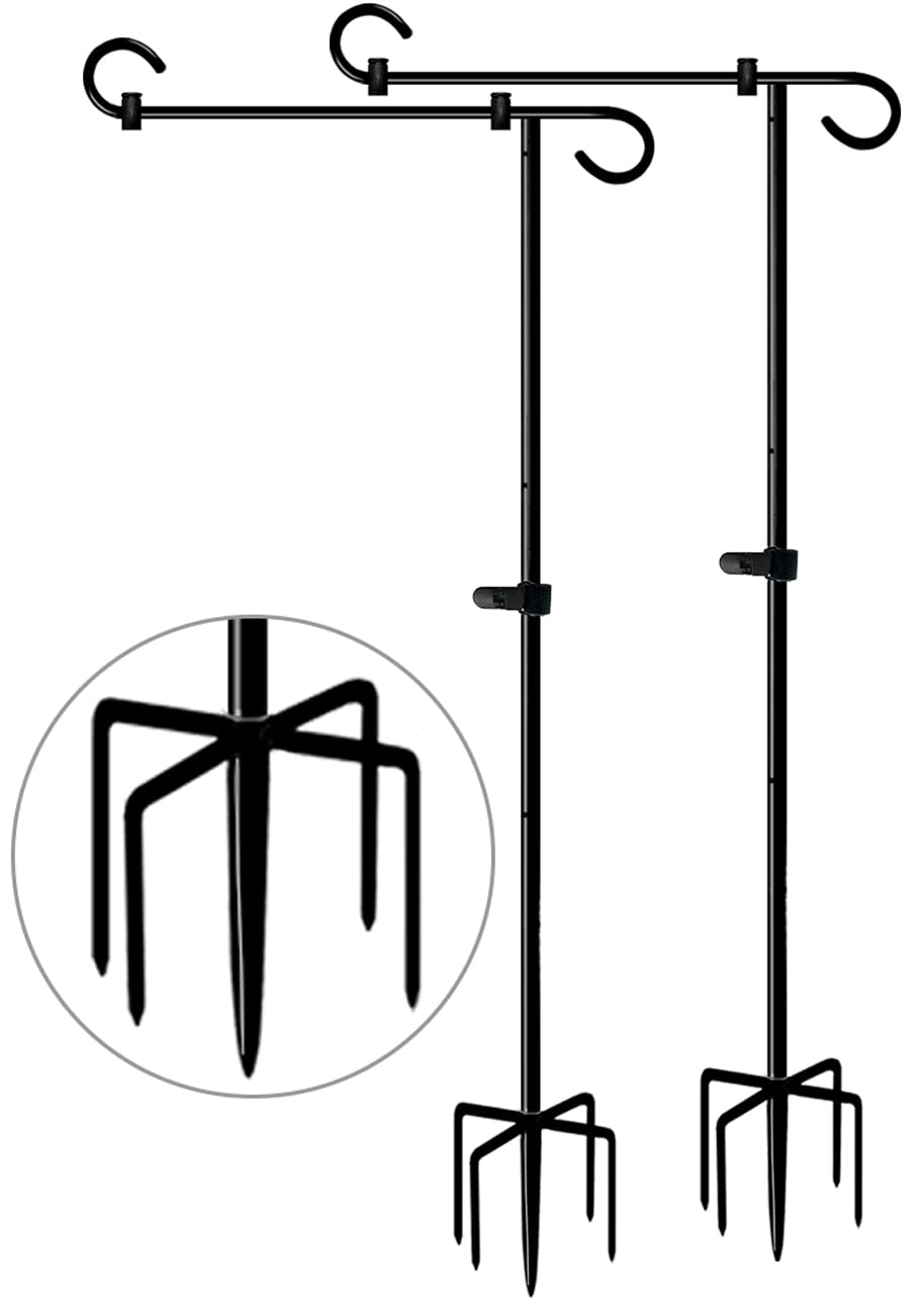 Koutemie front view flag stand showing full 49-inch height and matte black finish for visibility