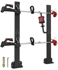Koutemie front view mounted rack showing organized trimmers and secure transport benefit