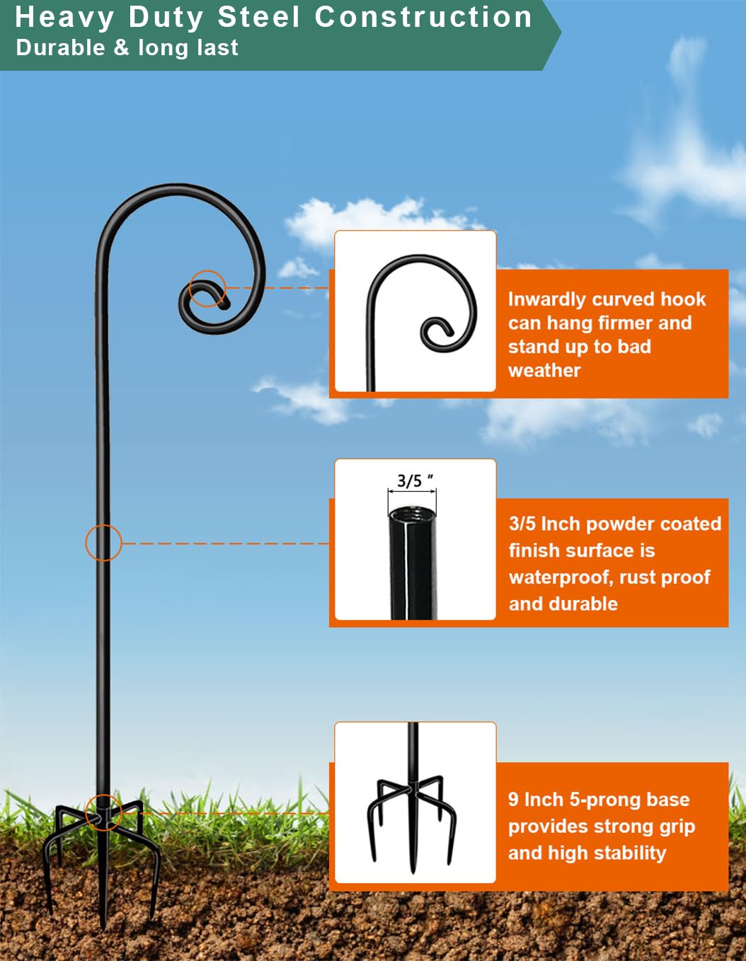 Koutemie hook supporting a hanging plant basket to beautify patio