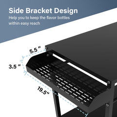 Koutemie cart in use with Blackstone griddle mounted benefit: organized cooking station