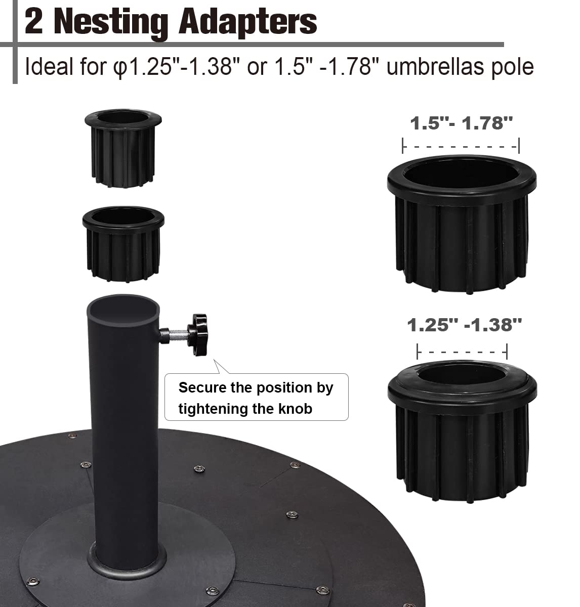 Koutemie piston and tightening knob detail showing secure pole clamping