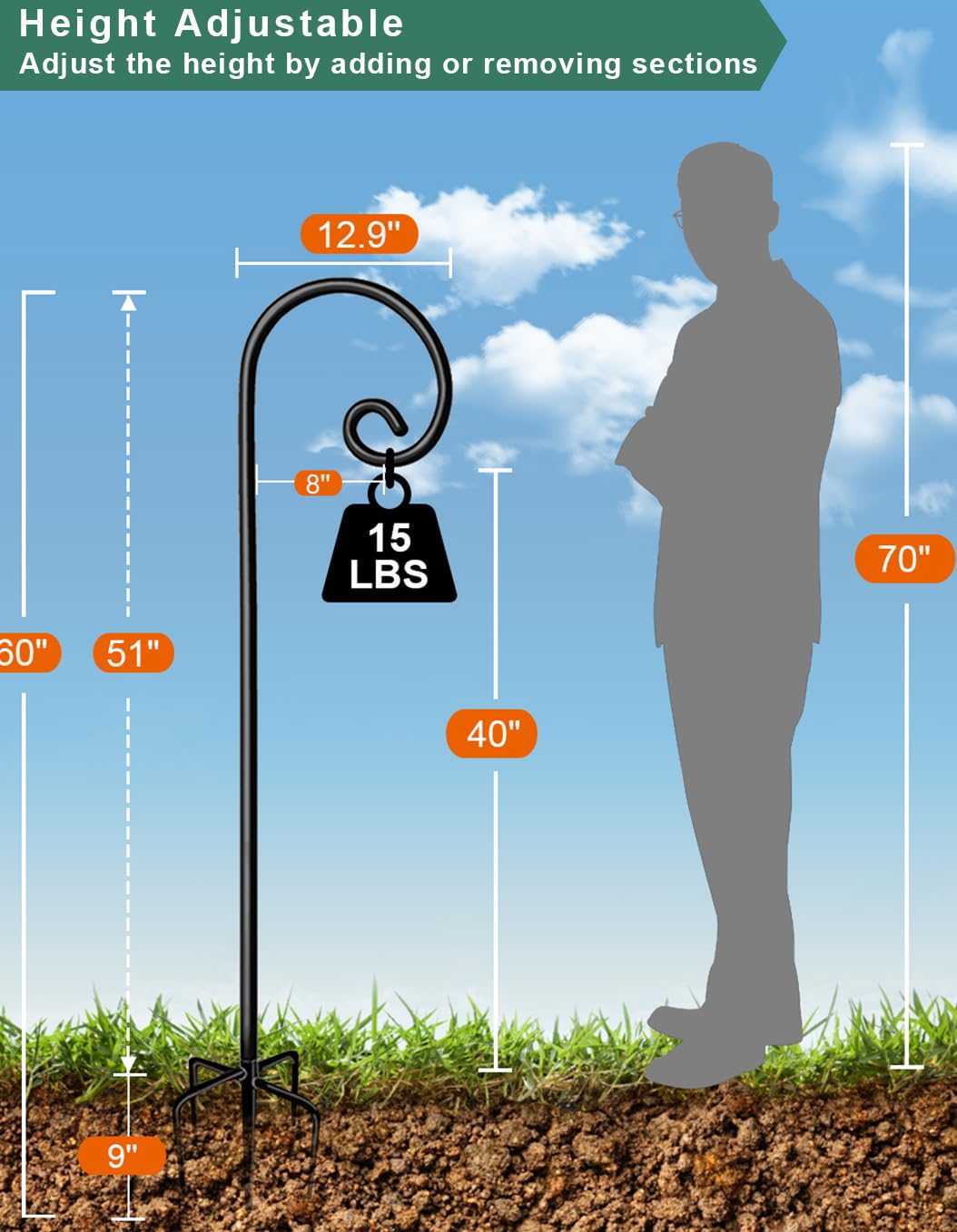 Koutemie pole next to ruler showing 60-inch height scale