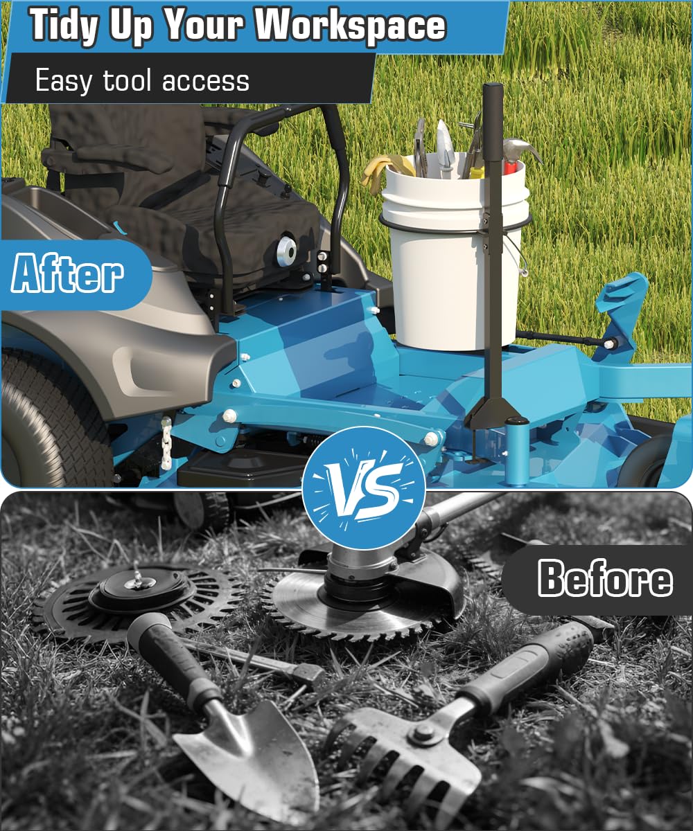 Koutemie size comparison beside common yard tools for scale