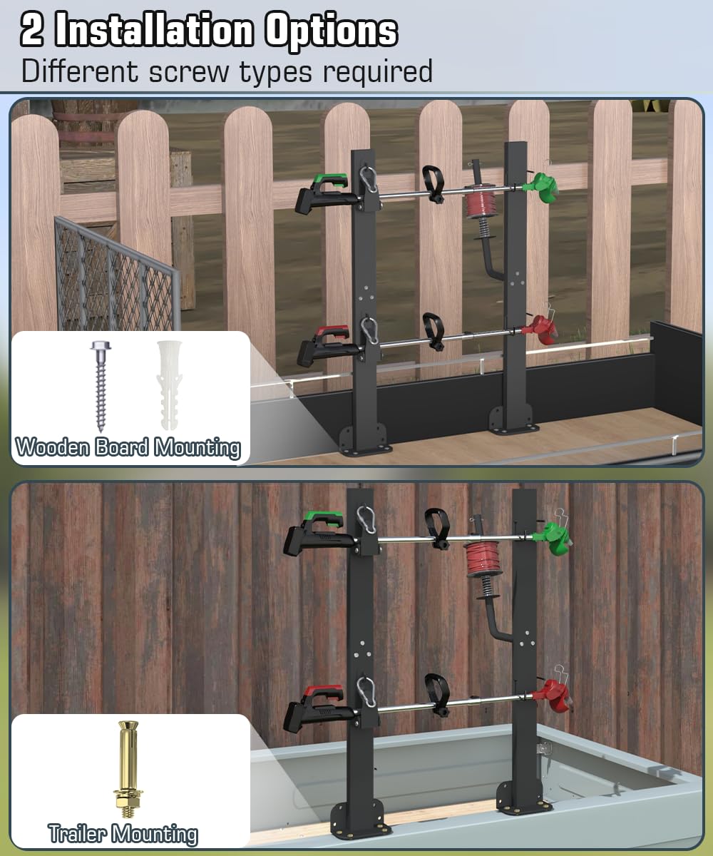 Koutemie scale view with rake and shovel illustrating capacity and space-saving organization