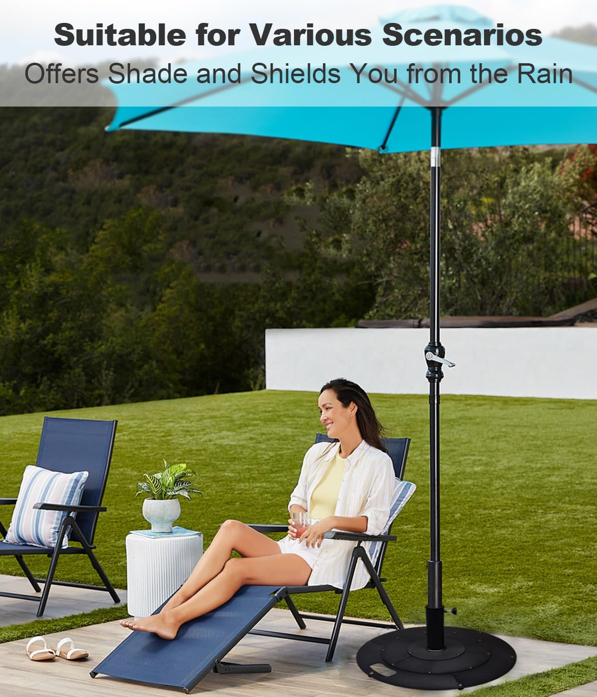 Koutemie poolside scene with base in use offering stylish durable outdoor support