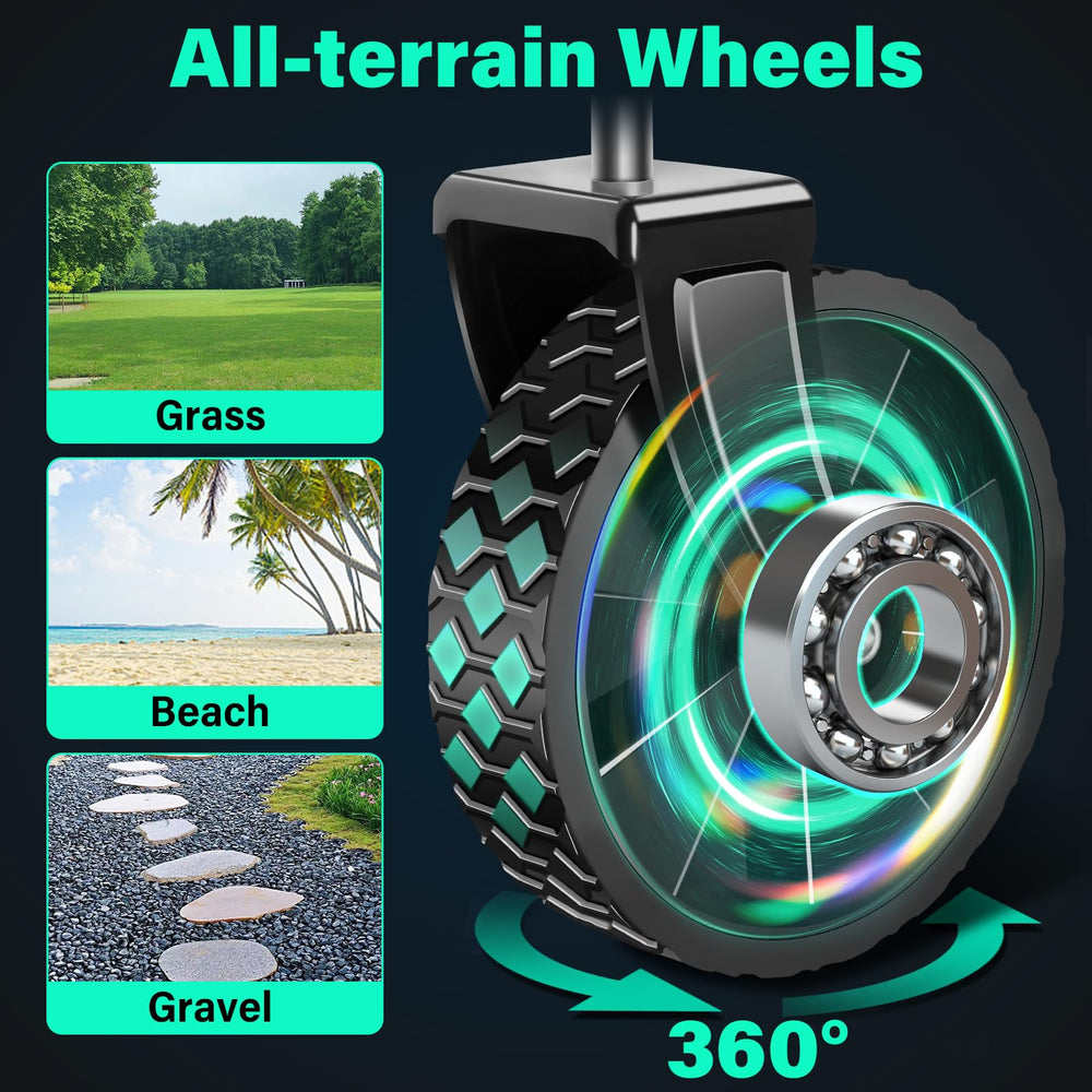 Kovryx on beach sand illustrating all-terrain tires and easy maneuvering