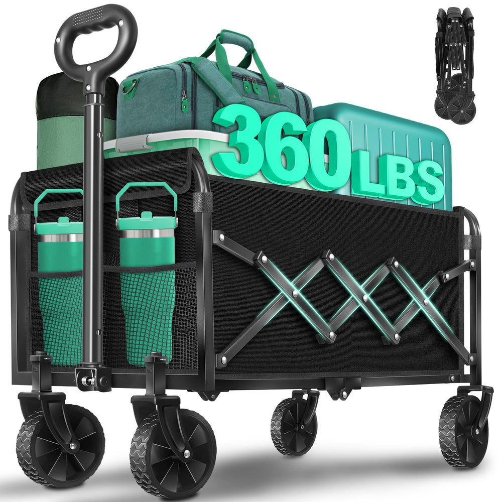 Kovryx front view showing folded and unfolded wagon for easy storage
