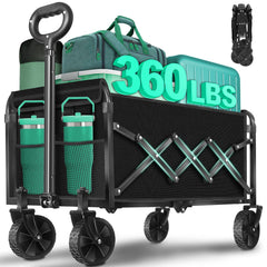Kovryx front view showing folded and unfolded wagon for easy storage