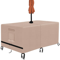 Kovshuiwe front view of khaki rectangle patio table cover protecting set