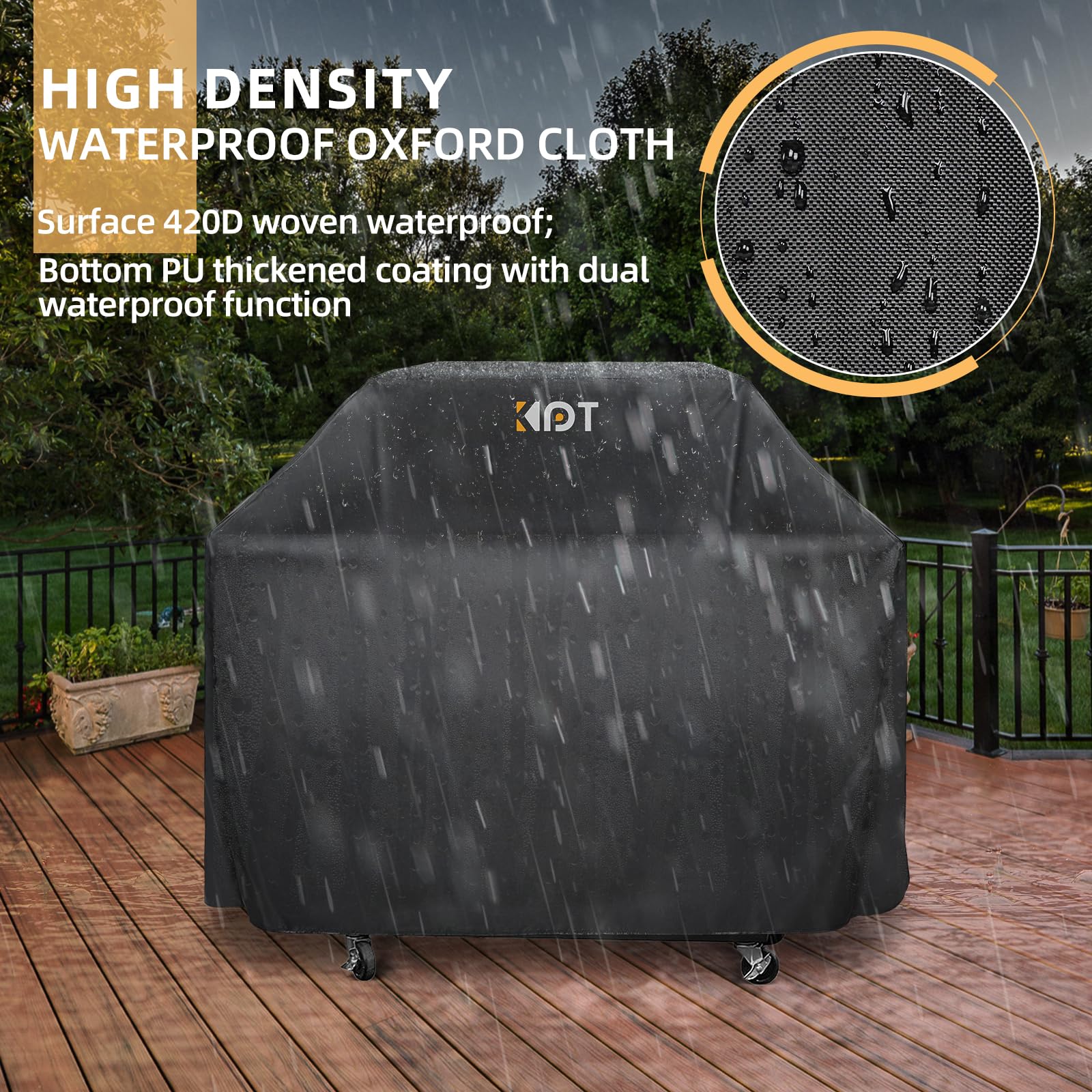 KPT adjustable straps and buckles securing cover against wind
