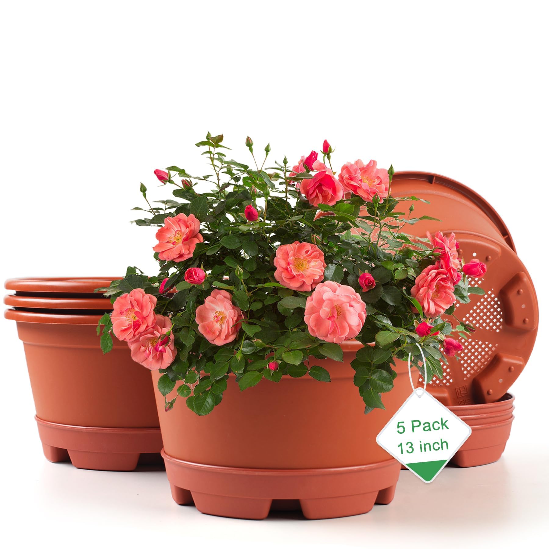 KPUVX front view of five-pack planters showing neat storage and convenience