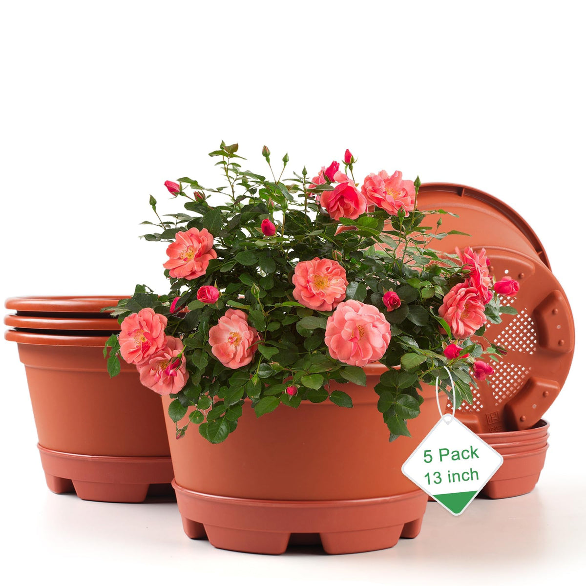 KPUVX front view of five-pack planters showing neat storage and convenience
