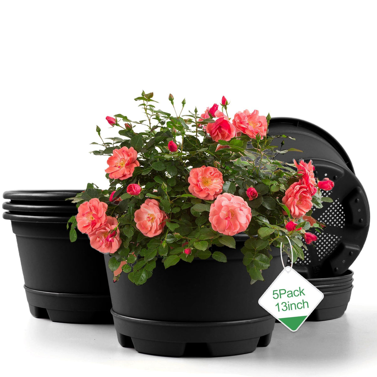 KPUVX front view 13-inch pot with saucer protecting surfaces