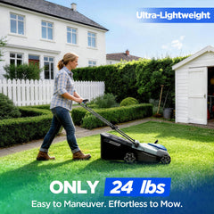 KraftSense cutting deck detail showing 16-inch efficiency and clean cut